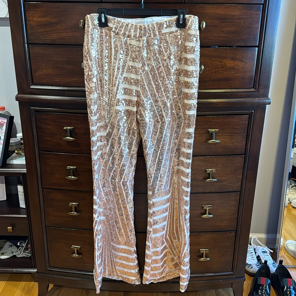 Sequin bell bottom flare leggings